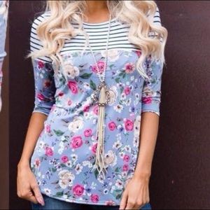 Dust Blue Floral Top